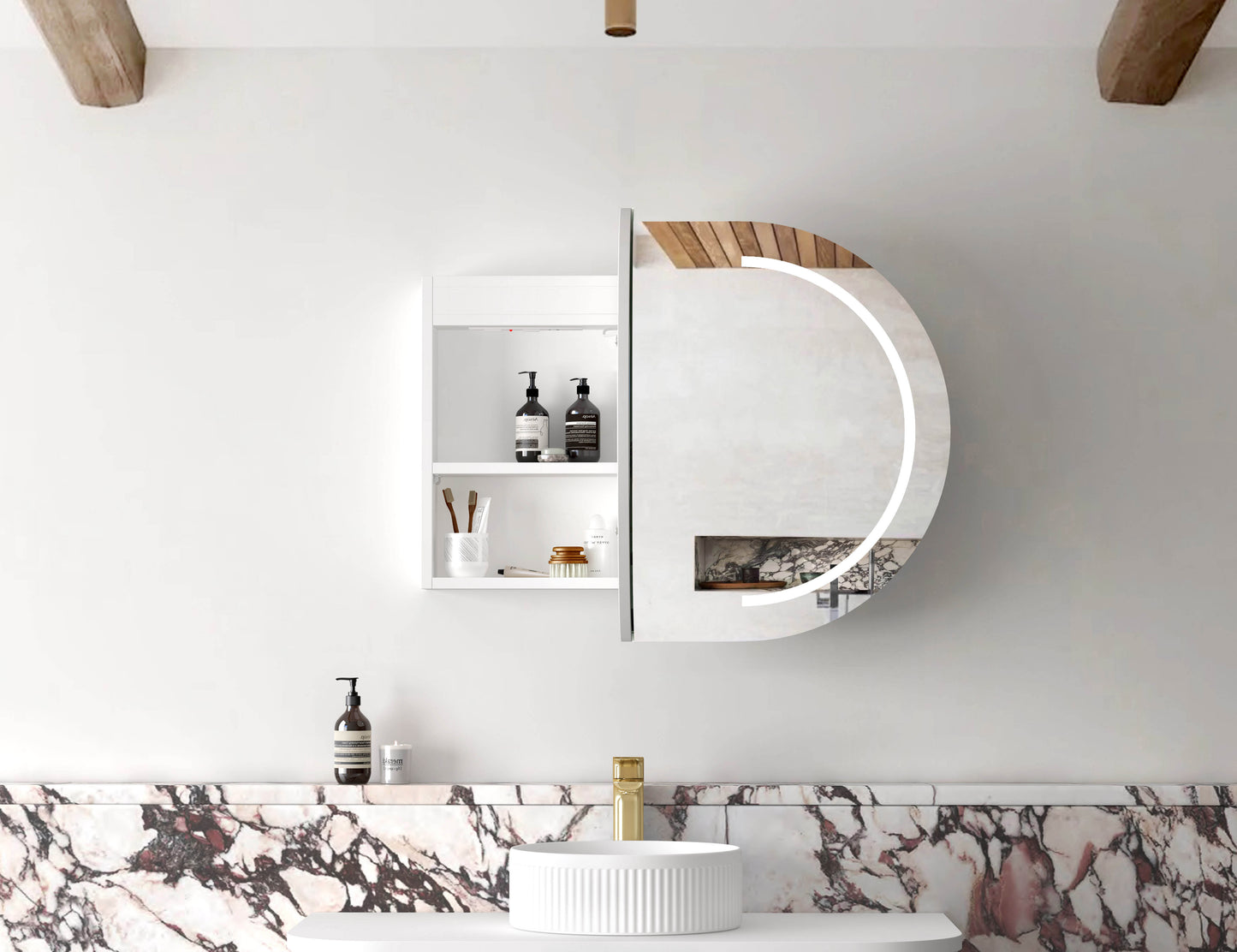 LED Bondi 900x600 White Shaving Cabinet - Premium