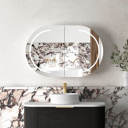 LED Bondi 900x600 Black Oak Shaving Cabinet - Premium