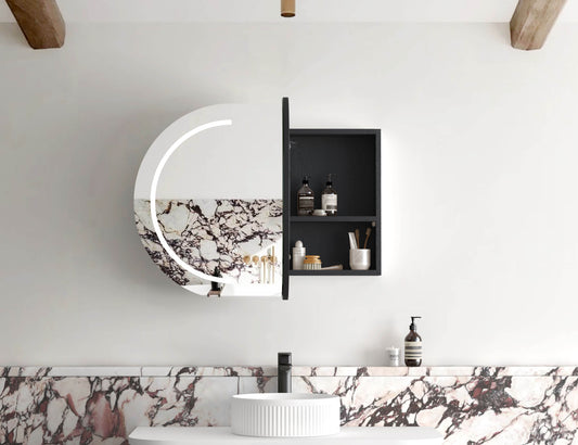 LED Bondi 900x600 Black Oak Shaving Cabinet - Premium