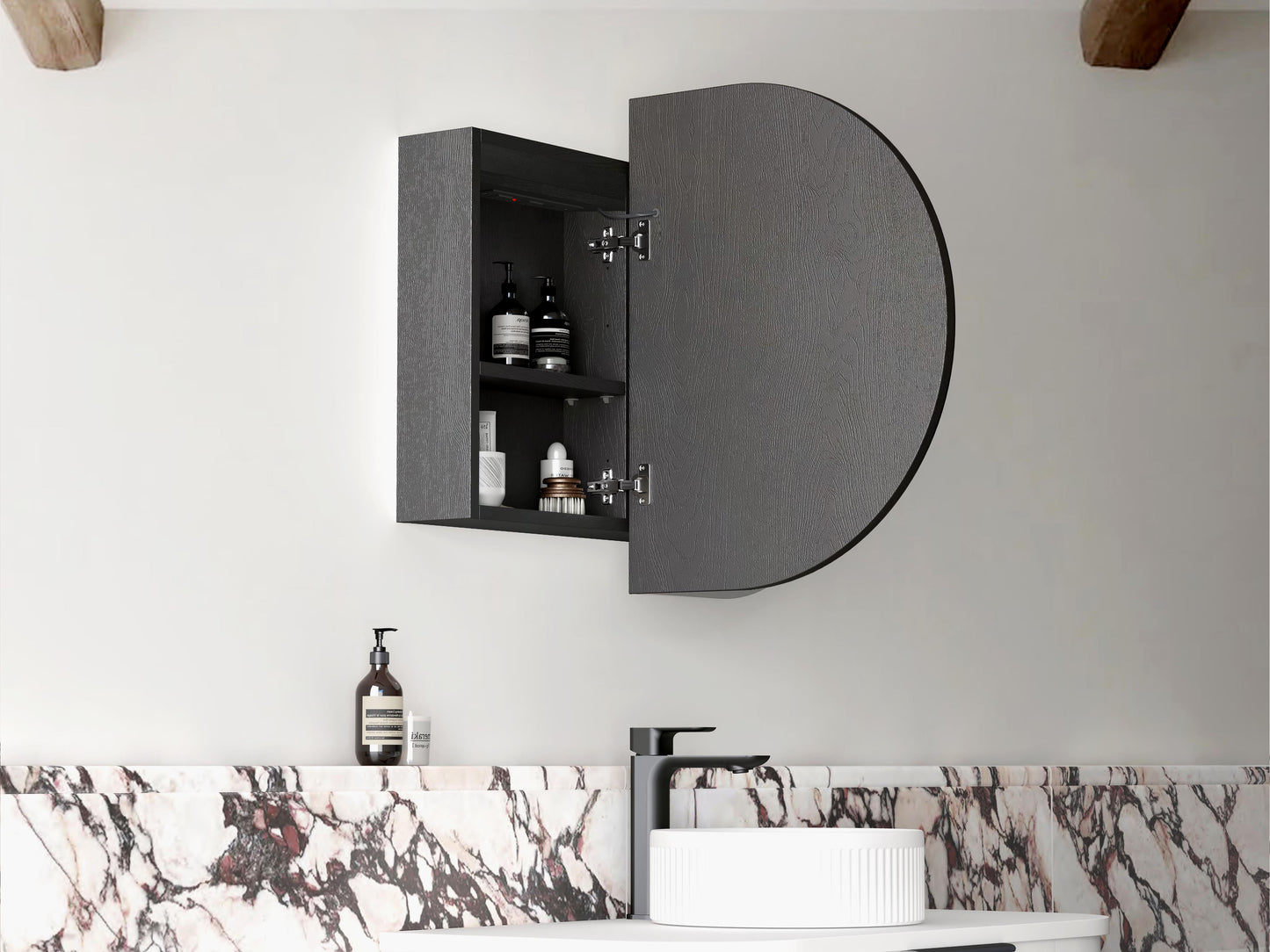 LED Bondi 900x600 Black Oak Shaving Cabinet - Premium