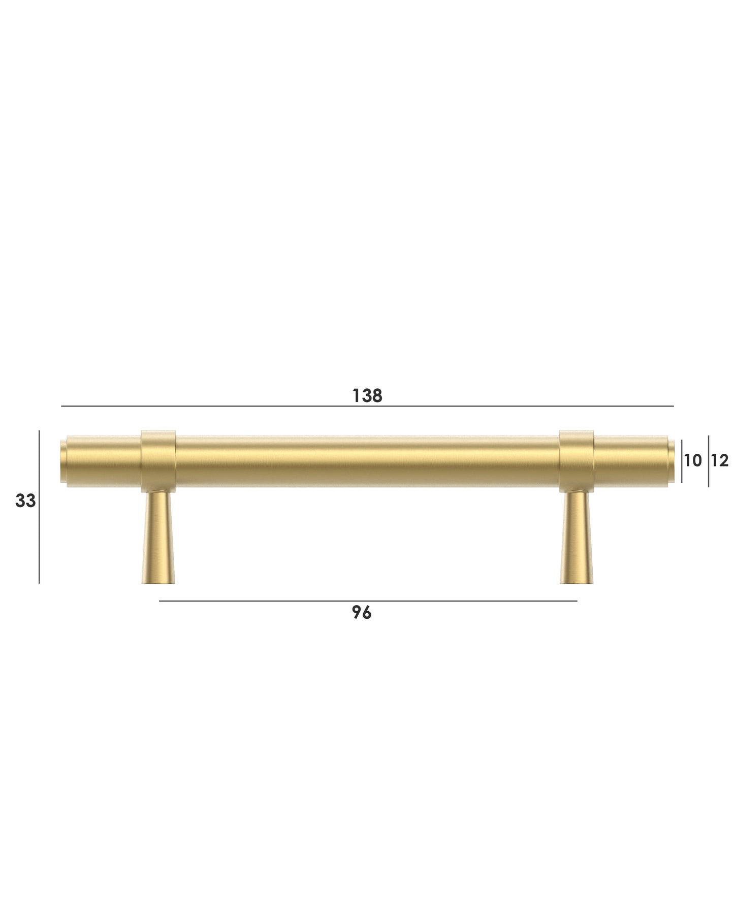 Astor - 96/138mm Brushed Brass  Handle (96mm Hole to Hole ; 138mm Total Length)