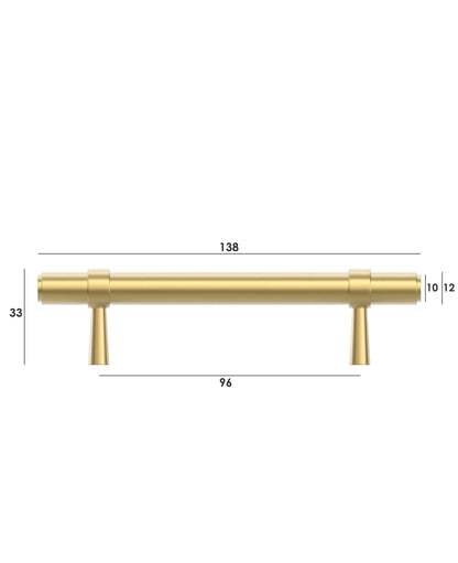 Astor - 96/138mm Brushed Brass  Handle (96mm Hole to Hole ; 138mm Total Length)