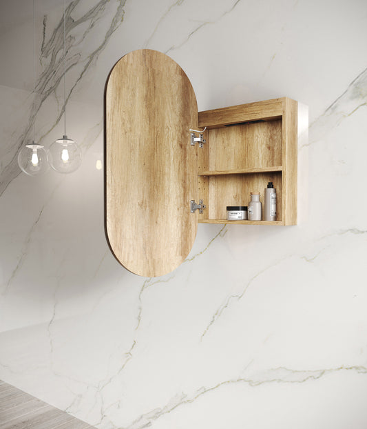 LED Noosa 900x450 Natural Oak Shaving Cabinet - Premium Edition