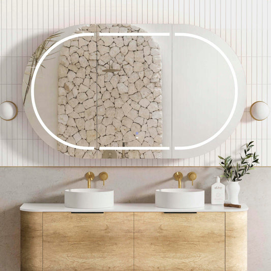 LED Bondi 1500x900 Natural Oak Shaving Cabinet - Premium
