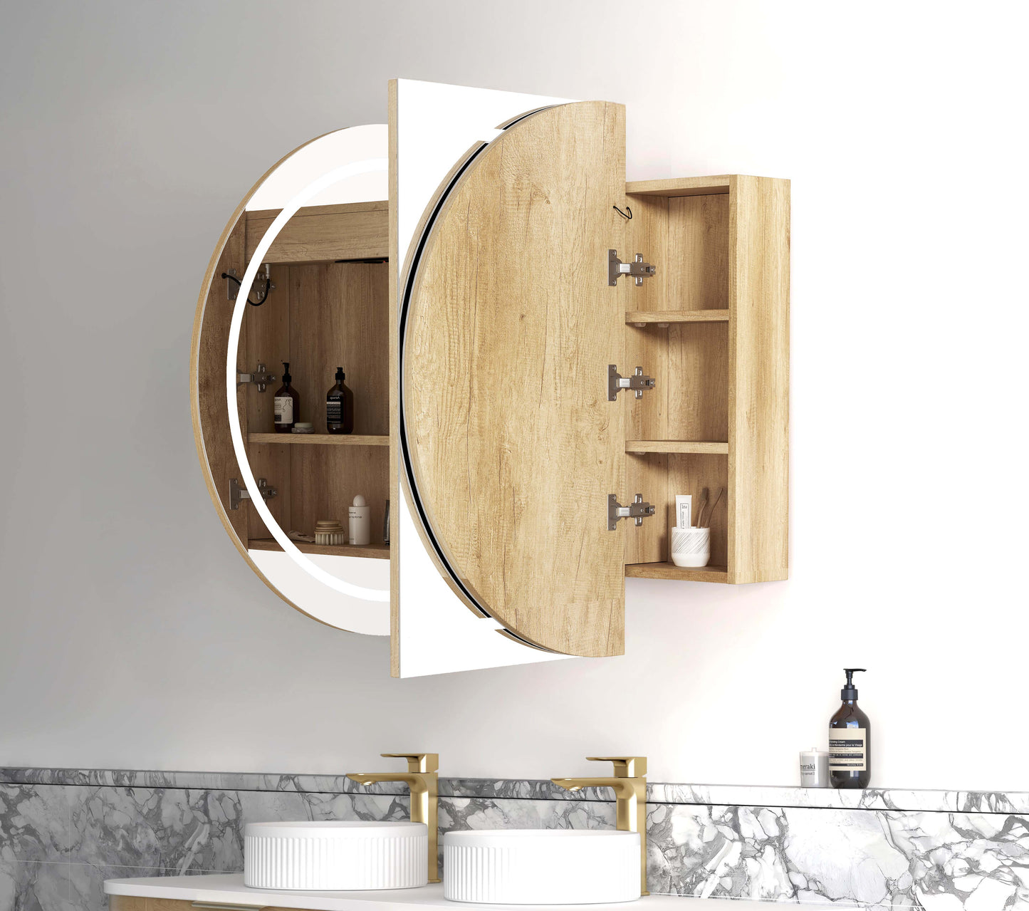 LED Bondi 1500x900 Natural Oak Shaving Cabinet - Premium
