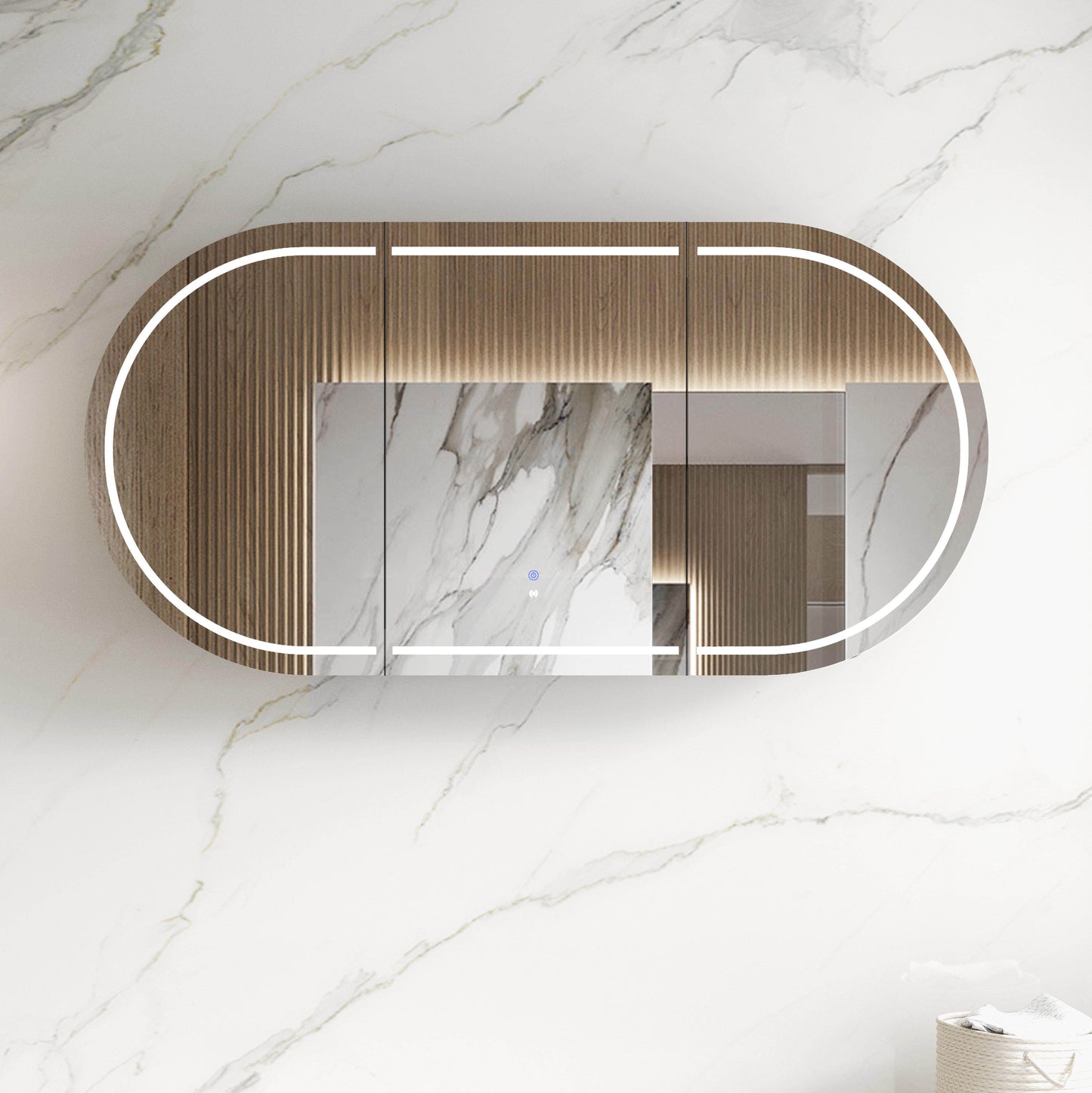 LED Bondi 1800x900 Natural Oak Shaving Cabinet - Premium