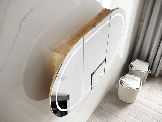 LED Bondi 1800x900 Natural Oak Shaving Cabinet - Premium