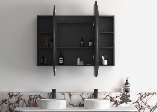 LED Bondi 1500x900 Black Oak Shaving Cabinet - Premium