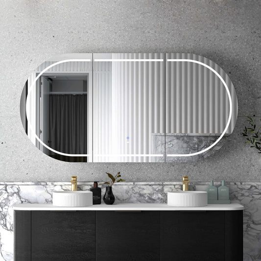 LED Bondi 1800x900 Black Oak Shaving Cabinet - Premium