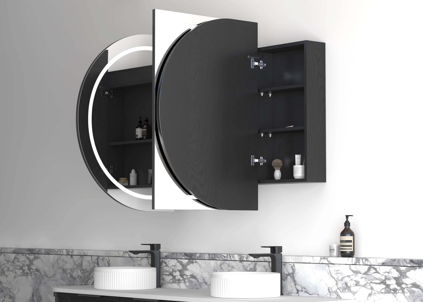LED Bondi 1800x900 Black Oak Shaving Cabinet - Premium