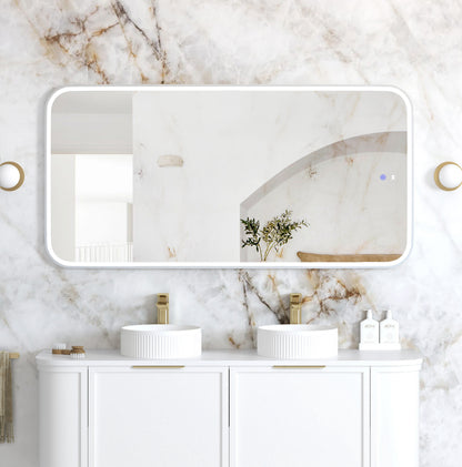 LED Newport 1500x750 White Metal Frame Mirror