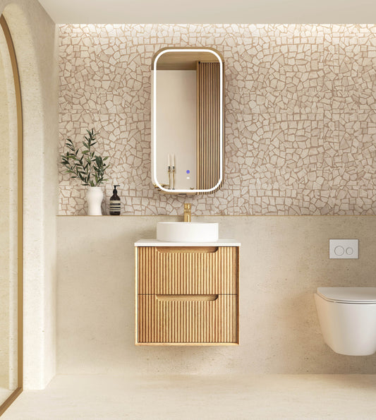 Byron Fluted 600mm Woodland Oak Wall Hung Cabinet Only