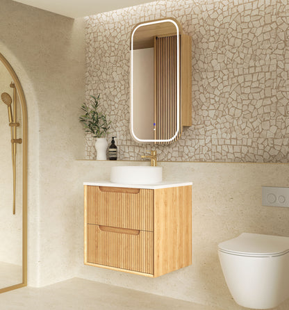Byron Fluted 600mm Woodland Oak Wall Hung Cabinet Only