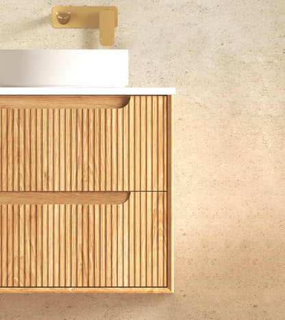 Byron Fluted 600mm Woodland Oak Wall Hung Cabinet Only