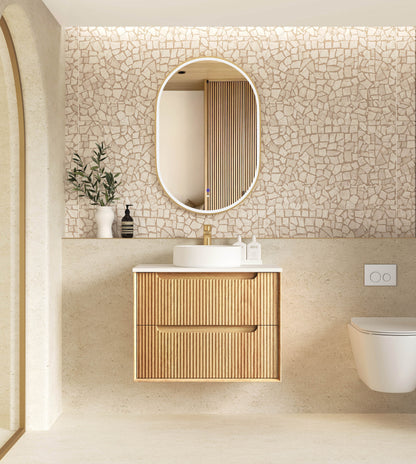 Byron Fluted 750mm Woodland Oak Wall Hung Cabinet Only