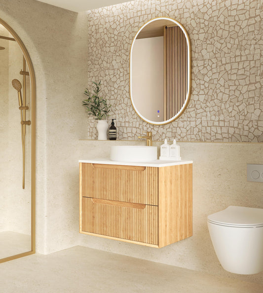 Byron Fluted 750mm Woodland Oak Wall Hung Cabinet Only
