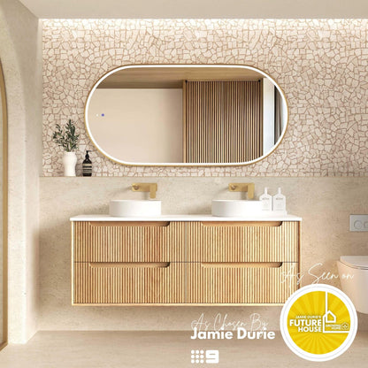Byron Fluted 1500mm Woodland Oak Wall Hung Cabinet Only