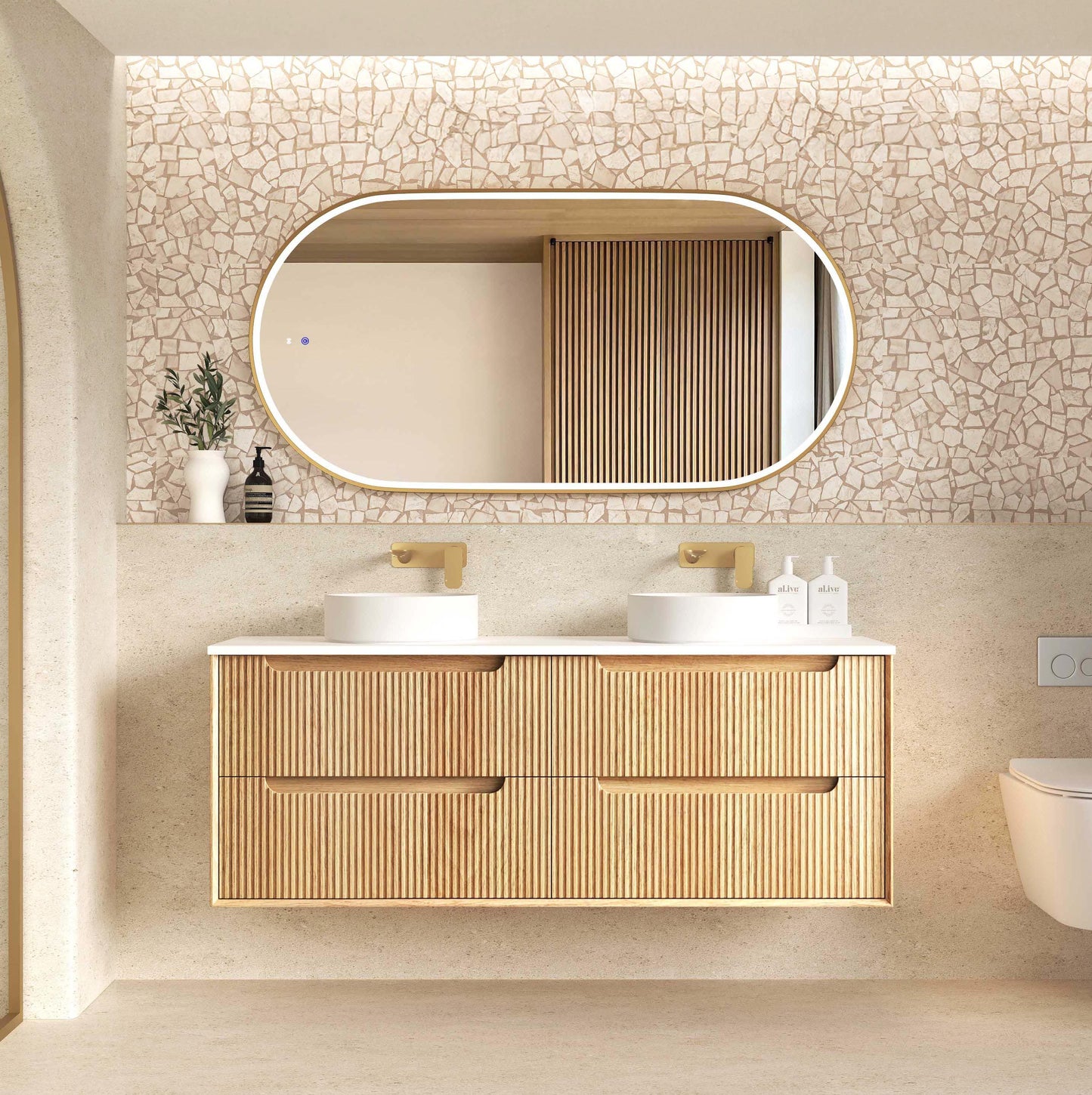 Byron Fluted 1500mm Woodland Oak Wall Hung Cabinet Only