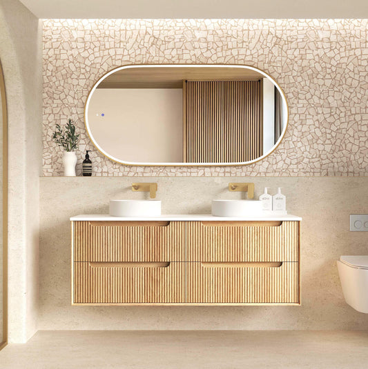 Byron Fluted 1500mm Woodland Oak Wall Hung Cabinet Only