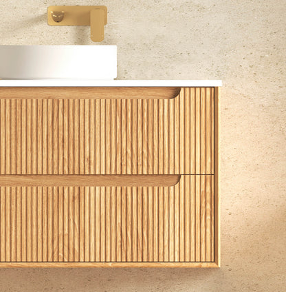 Byron Fluted 1500mm Woodland Oak Wall Hung Cabinet Only