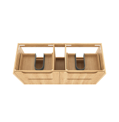 Byron Fluted 1200mm Woodland Oak Four Drawers Wall Hung Vanity - Cabinet Only
