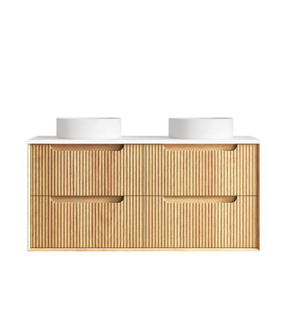 Byron Fluted 1200mm Woodland Oak Four Drawers Wall Hung Vanity - Cabinet Only