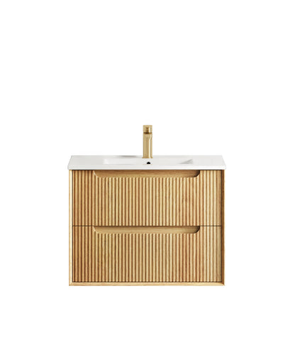 Byron Fluted 750mm Woodland Oak Wall Hung Cabinet Only