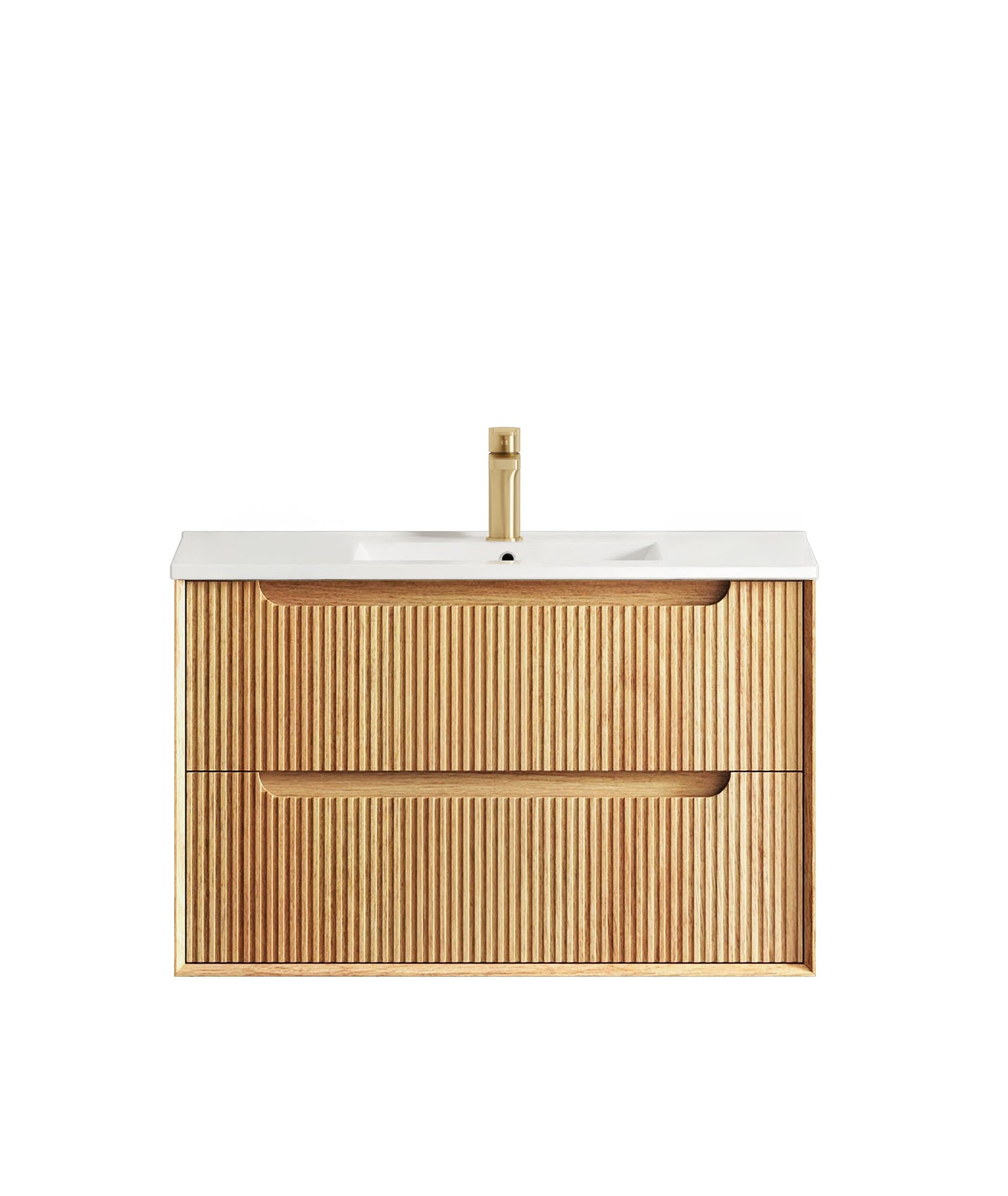 Byron Fluted 900mm Woodland Oak Wall Hung Cabinet Only