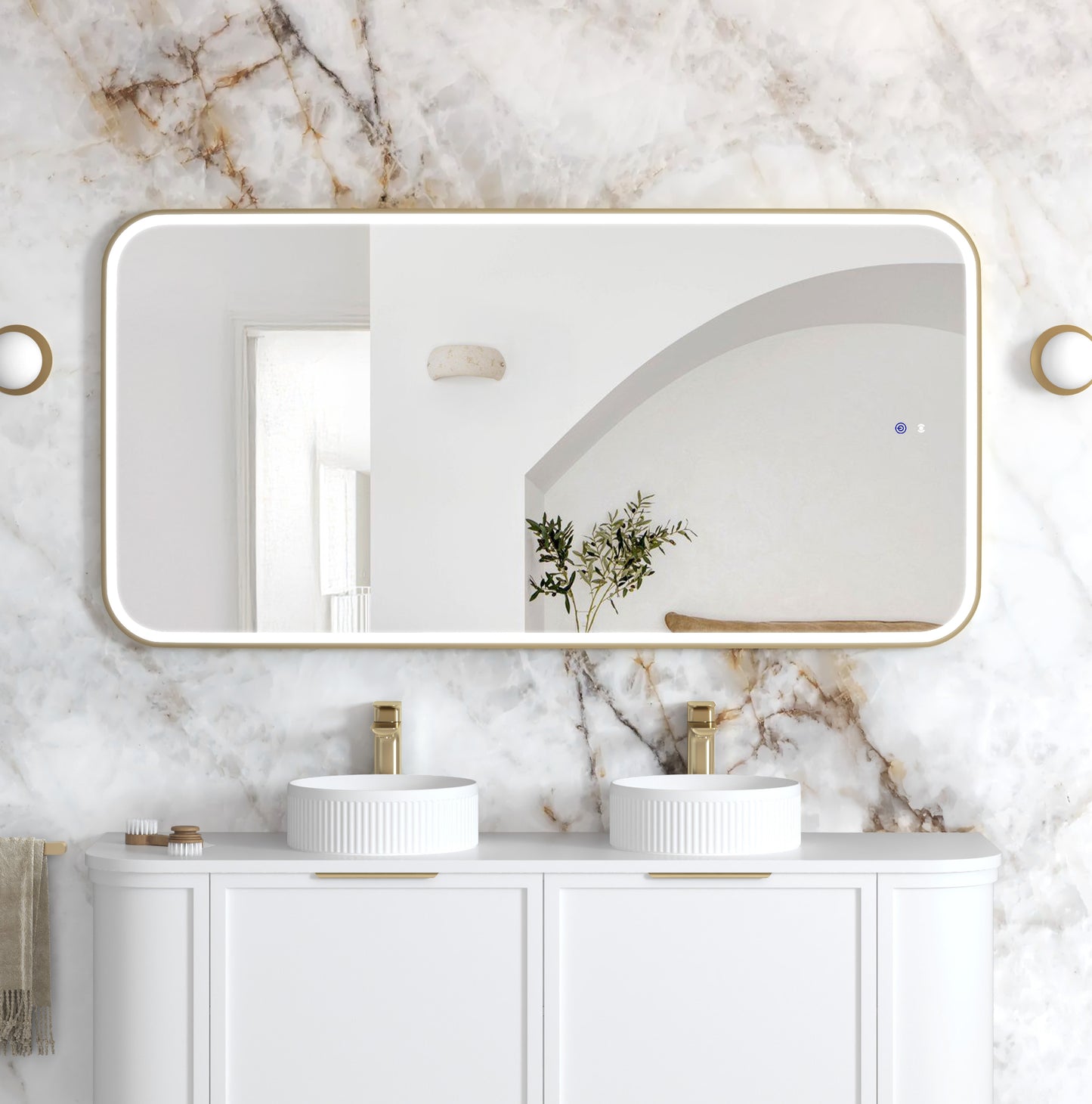 LED Newport 1500x750 Gold Metal Frame Mirror