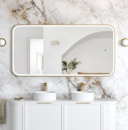 LED Newport 1500x750 Gold Metal Frame Mirror