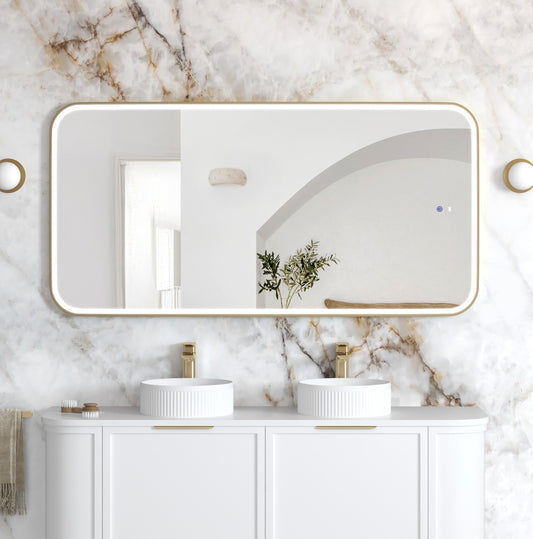 LED Newport 1500x750 Gold Metal Frame Mirror