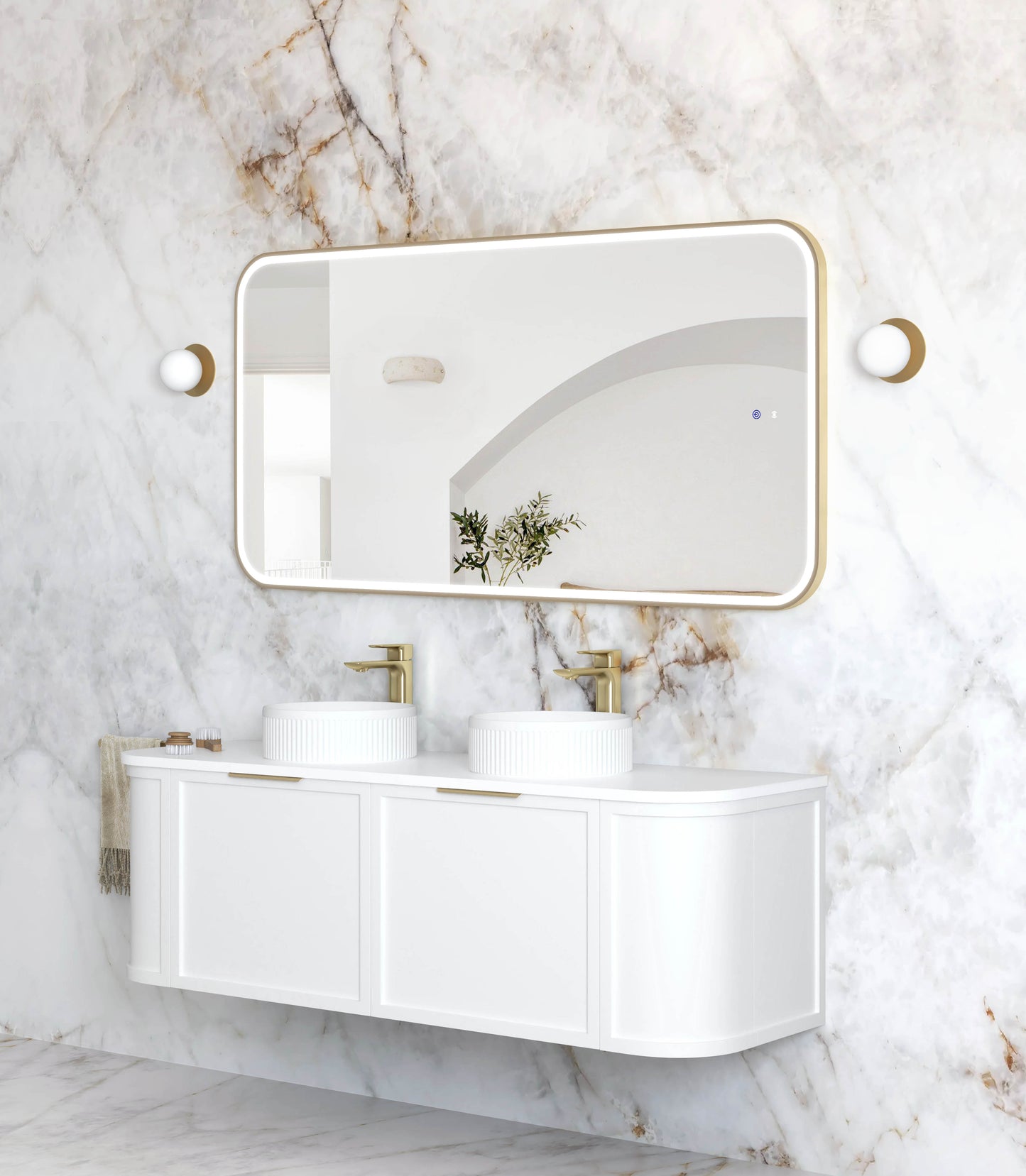 LED Newport 1500x750 Gold Metal Frame Mirror
