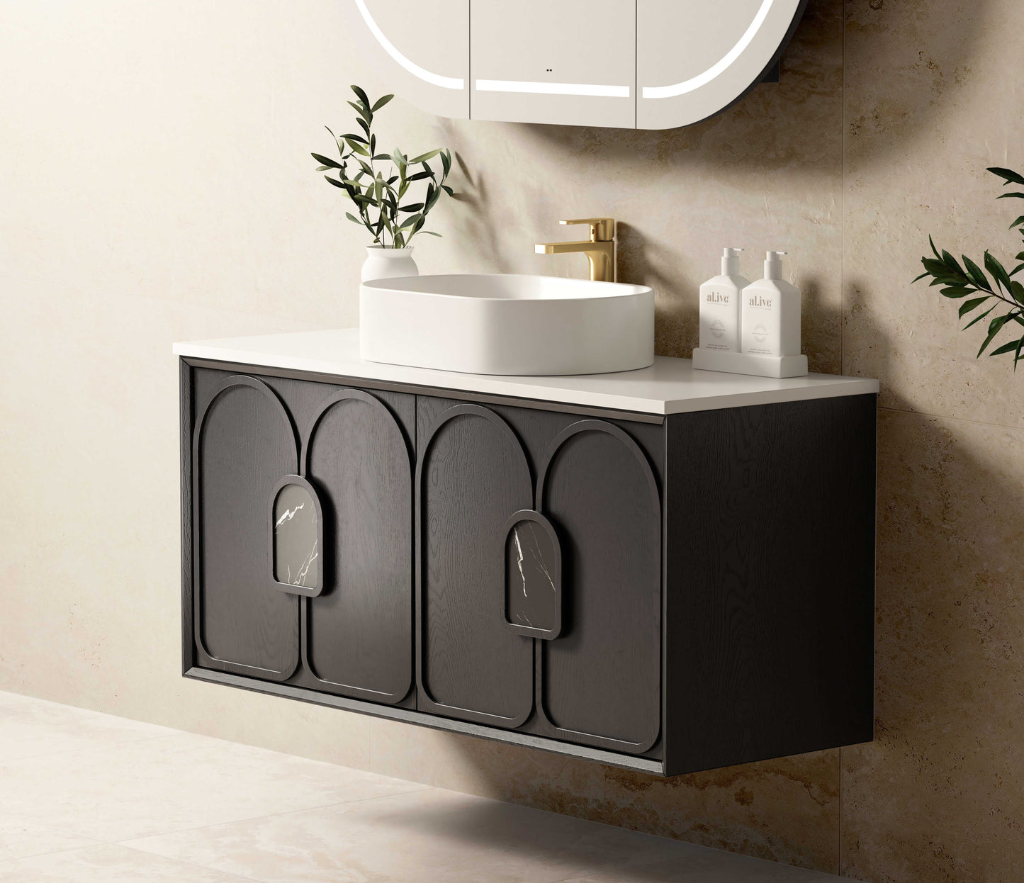 Laguna Mk II 1200mm Black Oak Wall Hung Cabinet Only