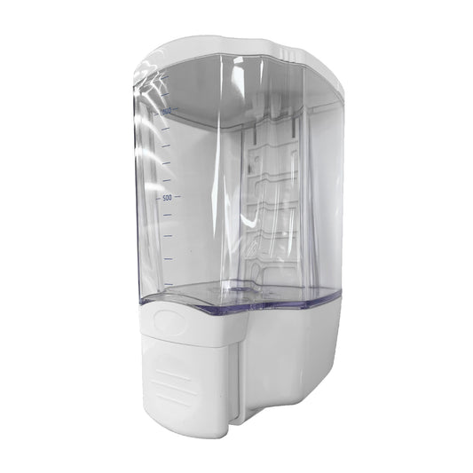 123mm W  Surface Mounted Liquid Soap Dispenser Surface Mounted 1.3L - 123mm W x 210mm H x 122mm D  - White and clear
