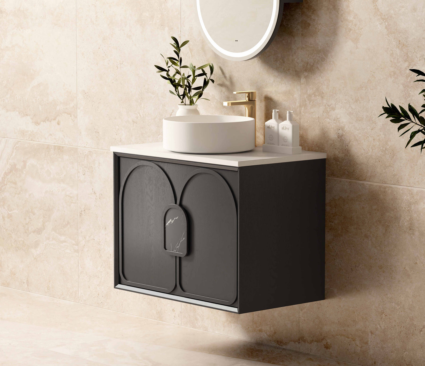 Laguna Mk II 750mm Black Oak Wall Hung Cabinet Only