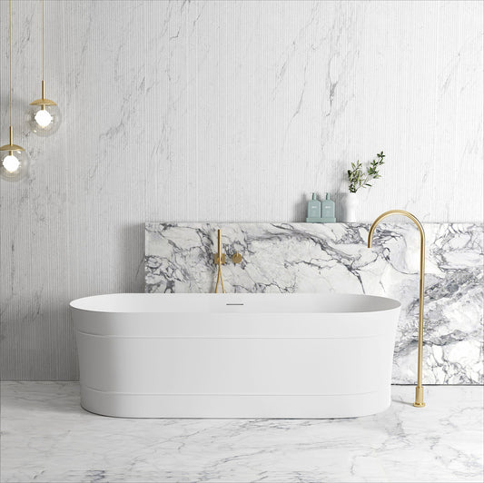 Attica Bondi 1700x800x580 Matte White Freestanding Bath with Overflow.