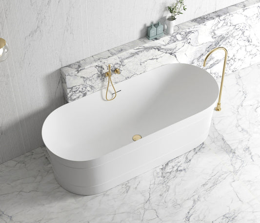 Attica Bondi 1700x800x580 Matte White Freestanding Bath with Overflow.