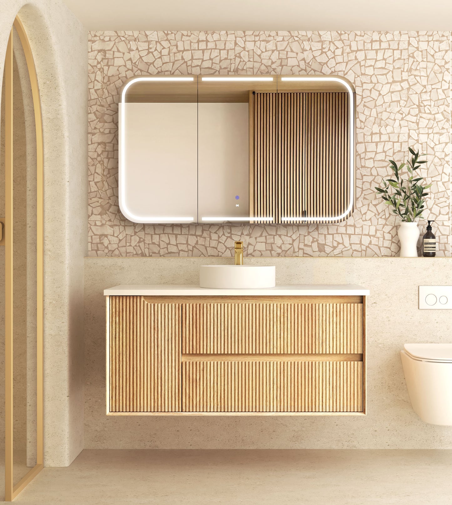 Byron Fluted 1200mm Woodland Oak Wall Hung Cabinet Only