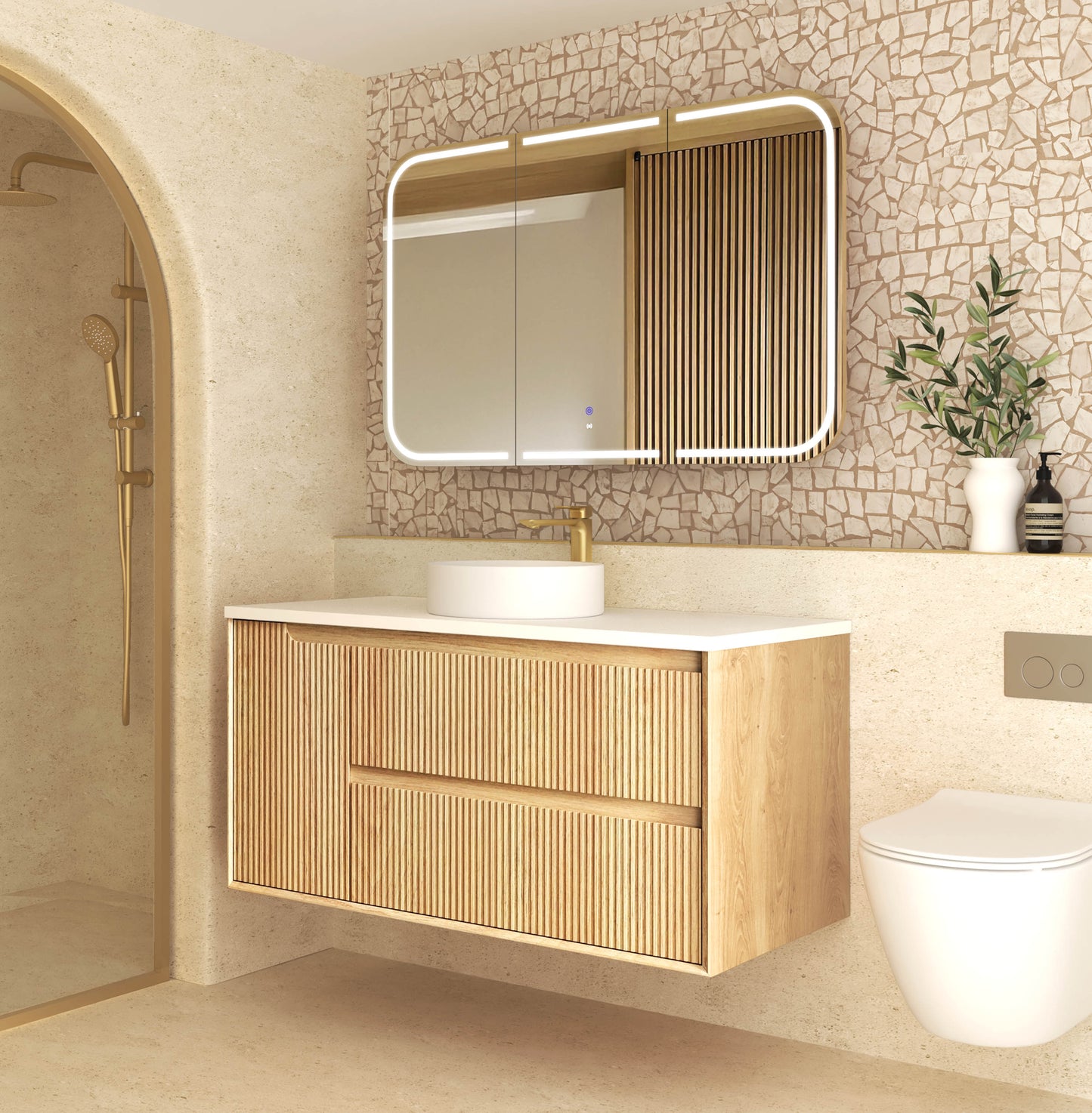 Byron Fluted 1200mm Woodland Oak Wall Hung Cabinet Only