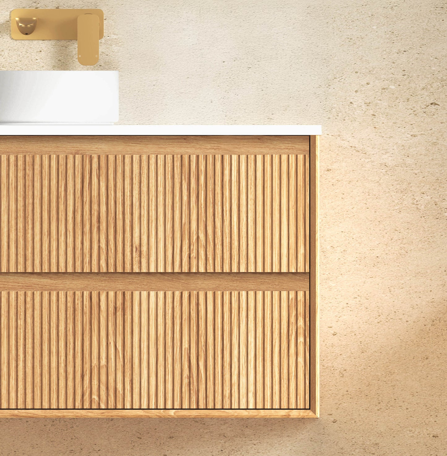 Byron Fluted 1200mm Woodland Oak Wall Hung Cabinet Only