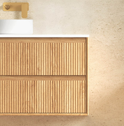 Byron Fluted 1200mm Woodland Oak Wall Hung Cabinet Only