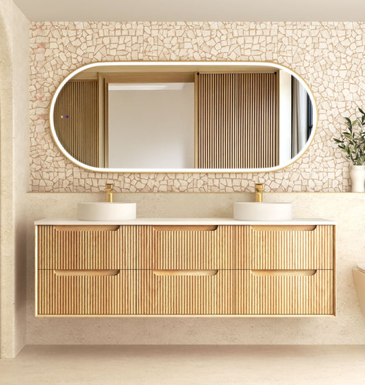 Byron Fluted 1800mm Woodland Oak Wall Hung Cabinet Only