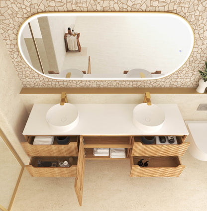 Byron Fluted 1800mm Woodland Oak Wall Hung Cabinet Only