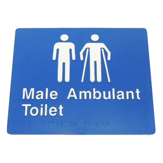 235mm Surface Mounted Double Male Ambulant Toilet Braille Sign - 235 x 180 x 3 - Blue