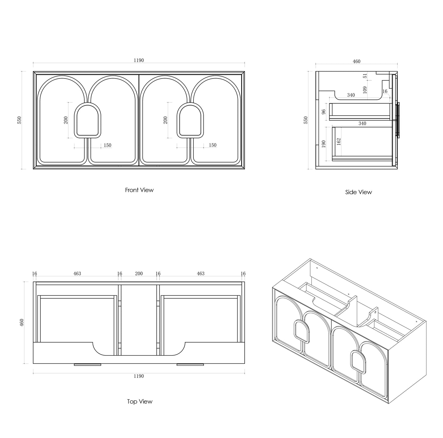 Laguna Mk II 1200mm Matte White Wall Hung Cabinet Only