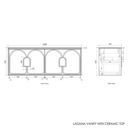 Laguna Mk II 1500mm Matte White Wall Hung Cabinet Only