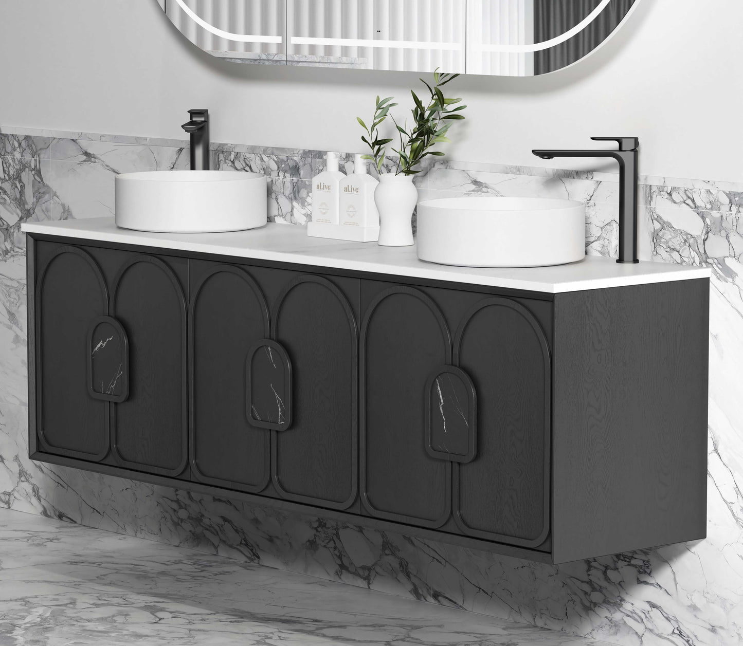 Laguna Mk II 1800mm Black Oak Wall Hung Cabinet Only
