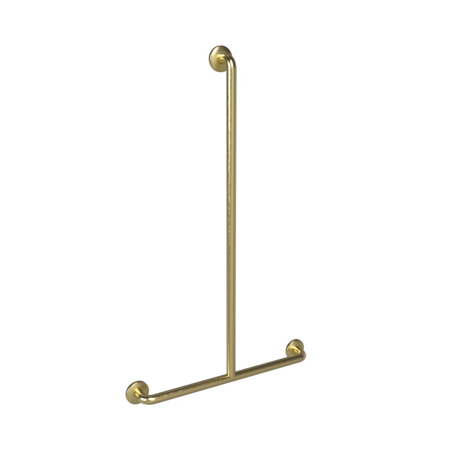 660mm  Surface Mounted 32mm Shower Grab Rail - Modular T Shaped Centred  - 660mm x 1100mm - PVD Brushed Brass