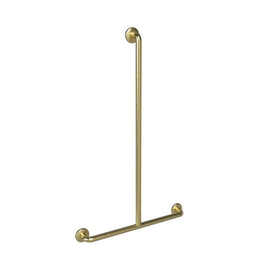 660mm  Surface Mounted 32mm Shower Grab Rail - Modular T Shaped Centred  - 660mm x 1100mm - PVD Brushed Brass
