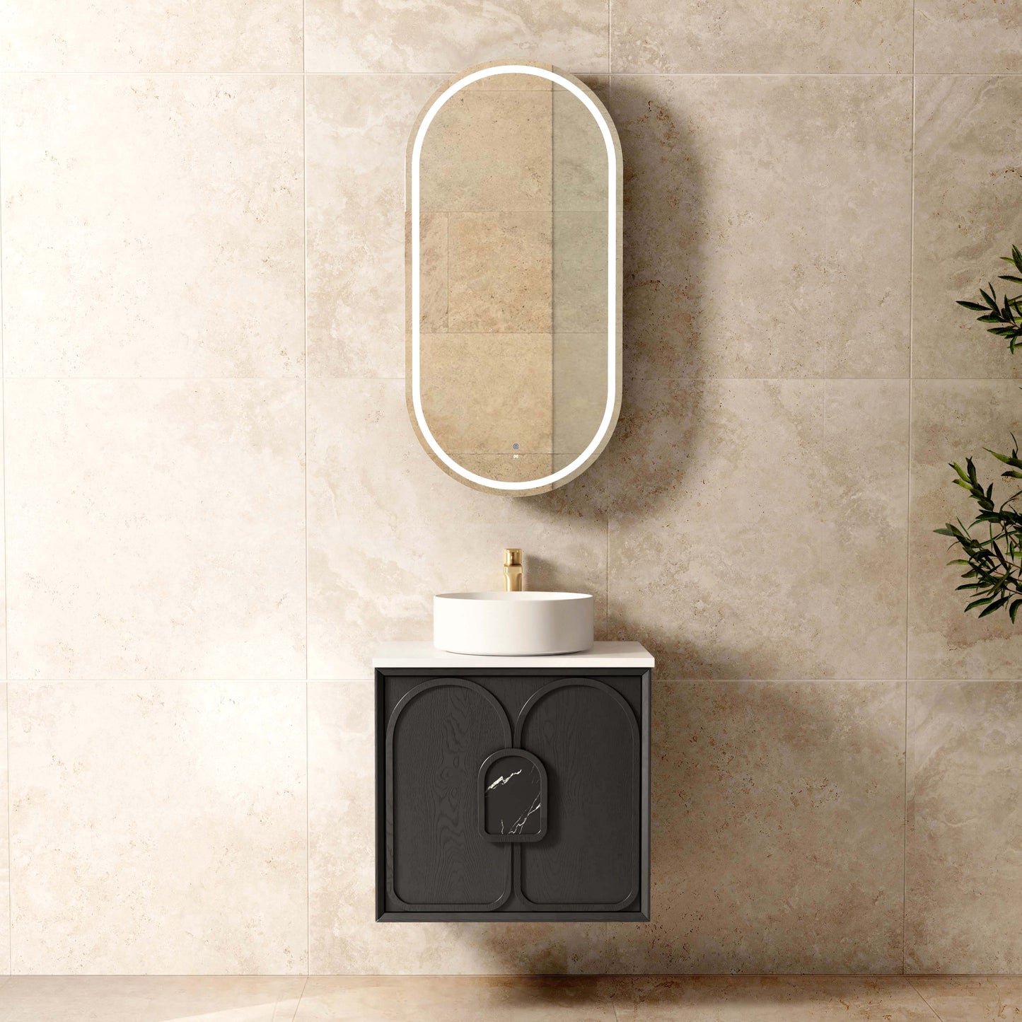 Laguna Mk II 600mm Black Oak Wall Hung Cabinet Only